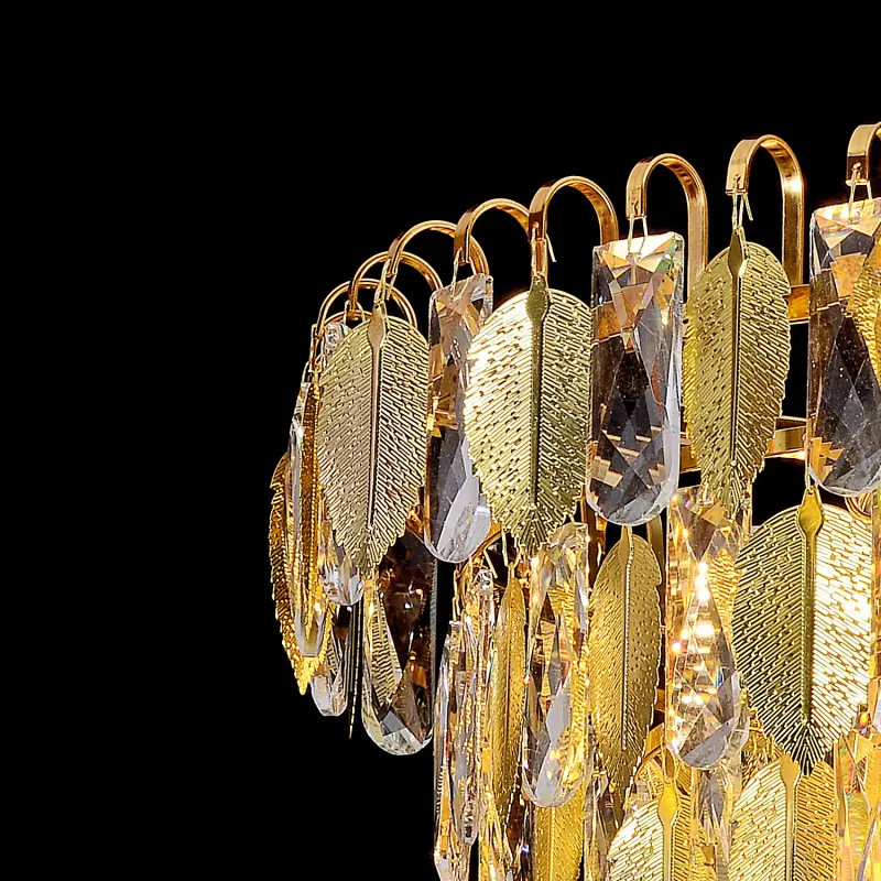 Previzualizare 2: Candelabru Cristal VENARIA 8x E14, Diametru 50cm, Auriu Lucios, Inaltime Reglabil