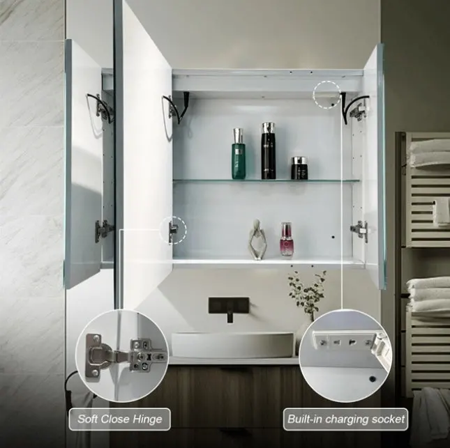 Previzualizare 3: Oglinda LED cu Dulap AXEN 100x70 cm Alb Banda Verticala si Senzor Touch