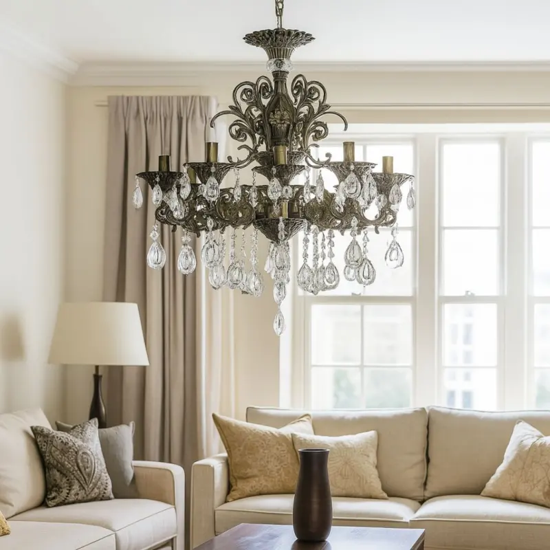 Previzualizare 2: Candelabru Cristal SANSSOUCI Magno, 8xE14, Diametru 65cm, Alama Antichizata