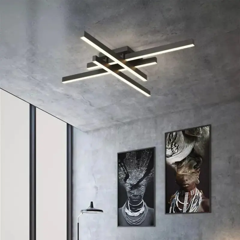 Previzualizare 2: Lustra LED cu telecomanda MORA 80W, 4 Elemente, Liniara, lumina Rece/Calda/Neutra, Dimabila, Negru