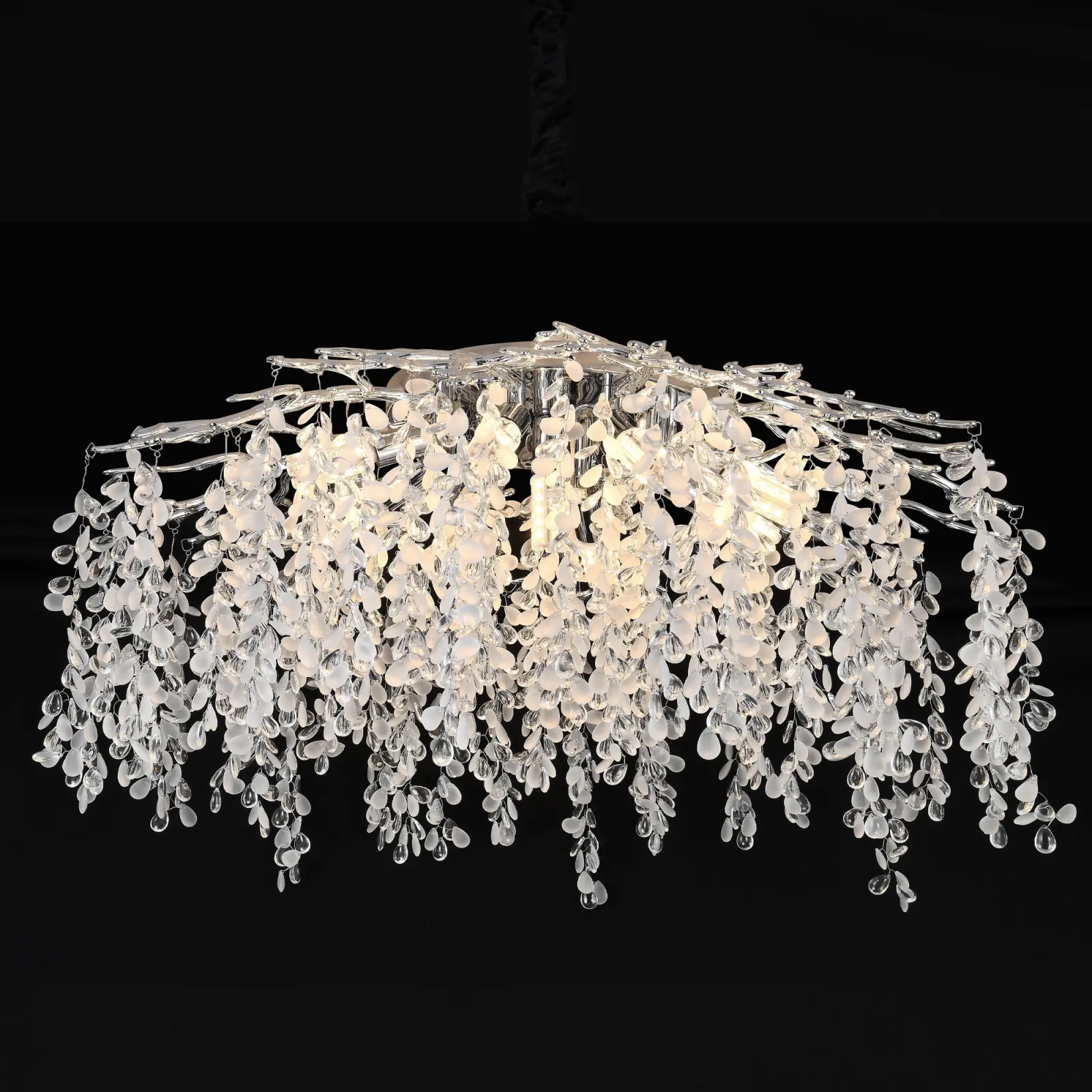 Candelabru Cristal WILLOW, 9x E14, Diametru 50cm, Crom