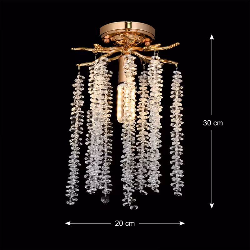 Previzualizare 4: Candelabru Cristal ARBUS Petito, Φ20cm, 1xE14, Auriu, Metal si Cristal