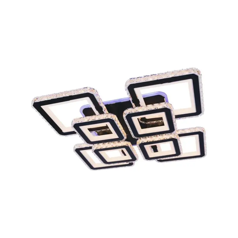 Previzualizare 3: Lustra LED cu telecomanda si cristal LEILA RGB 176W, 8 Patrate, lumina Rece/Calda/Neutra, Dimabila, Negru