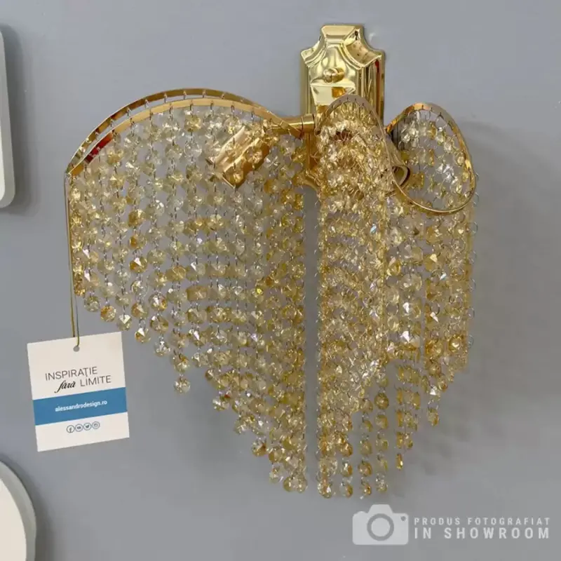 Aplica Cristal Sapphire 2x E14 Auriu Lucios Lucios, Siraguri de cristale