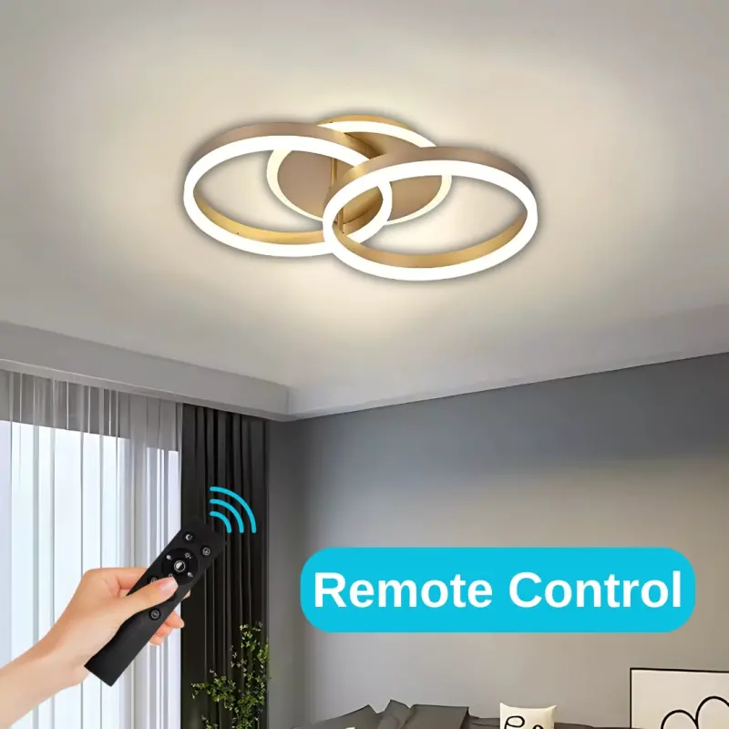 Previzualizare 2: Lustra LED cu telecomanda RINOVA 41W, 2 Cercuri, lumina Rece/Calda/Neutra, Dimabila, Auriu