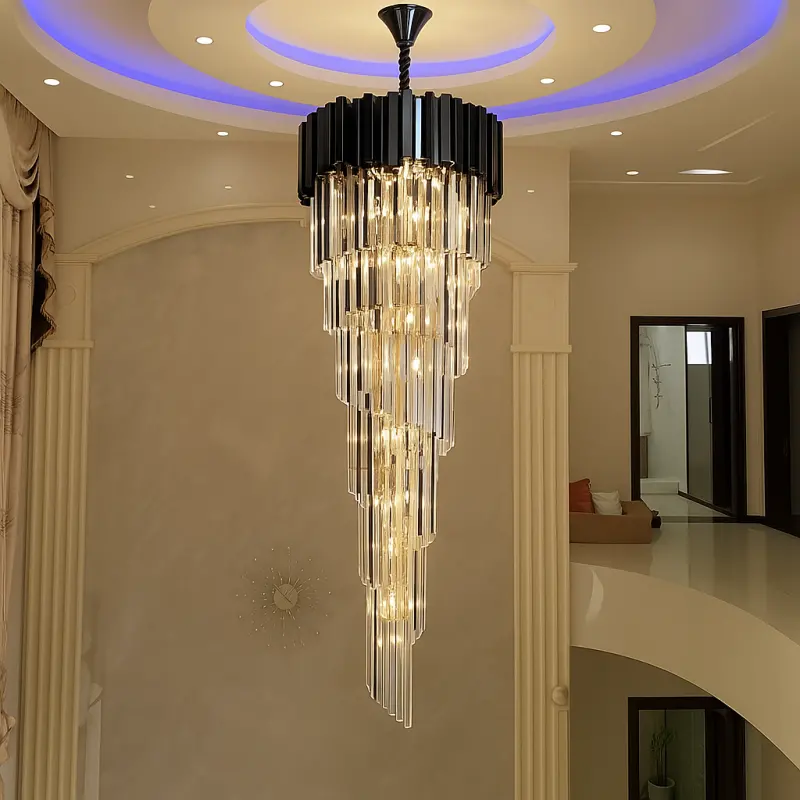 Candelabru Cristal BLOIS Ascendere, 28xE14, Diametru 60cm, Negru, Inaltime Reglabila