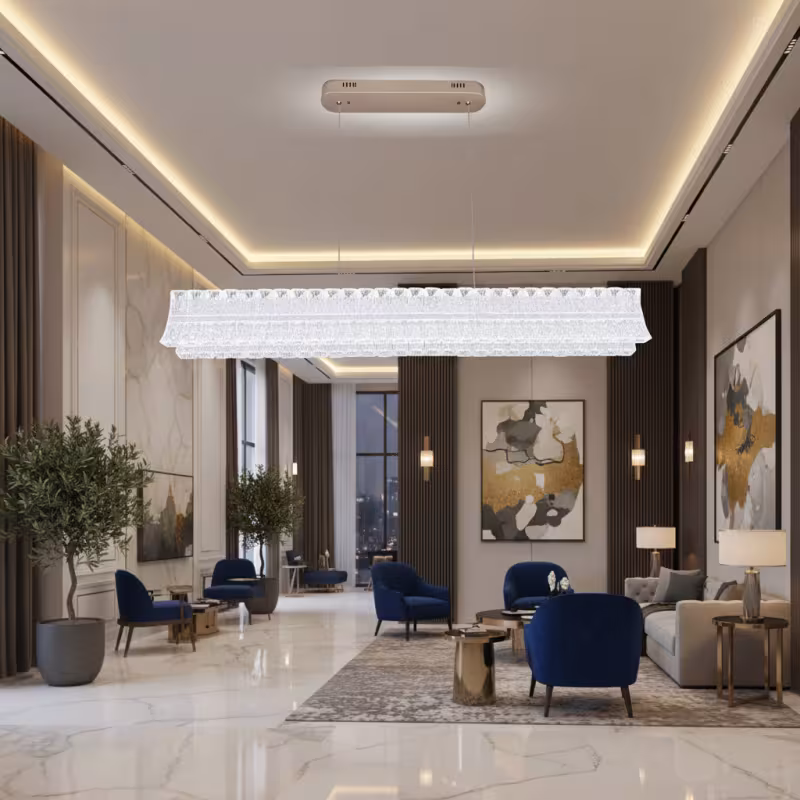 Previzualizare 3: Lustra LED cu Telecomanda, Suspendata TAMY 160W, Liniara, lumina Rece/Calda/Neutra, Auriu, Inaltime Reglabila