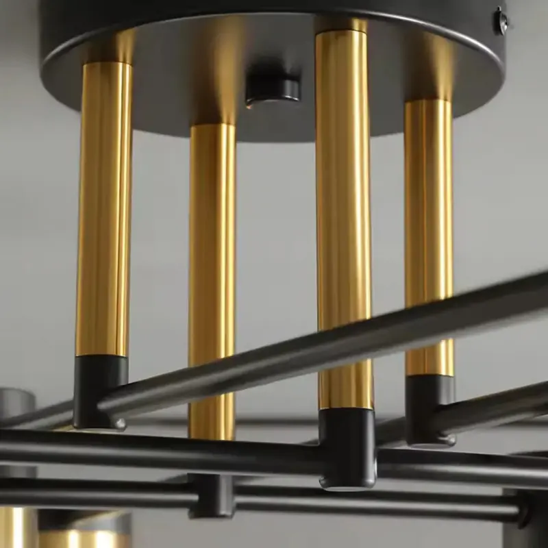 Previzualizare 3: Lustra LED cu Telecomanda MARIO, 32W, 8 Elemente, Lumina Rece/Calda/Neutra, Dimabila, Negru/Auriu