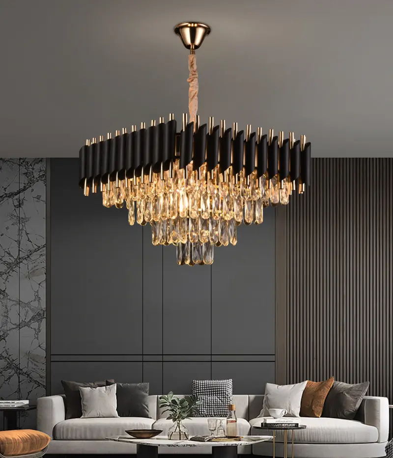 Previzualizare 2: Candelabru Cristal VERSAILLES Nobile 5xE14, Diametru 38cm, Inaltime 35 cm Reglabila, Auriu, Negru, Metal, Cristal