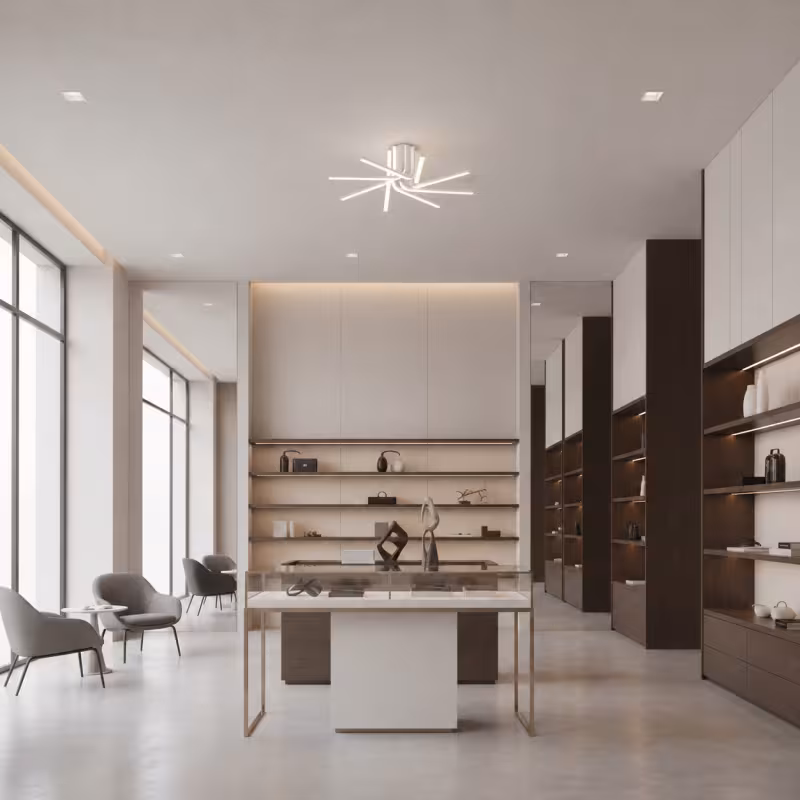 Previzualizare 3: Lustra LED cu telecomanda IBANE, 8 surse, 3000K/4000K/6000K, 144W, Metal si Silicon, Alb