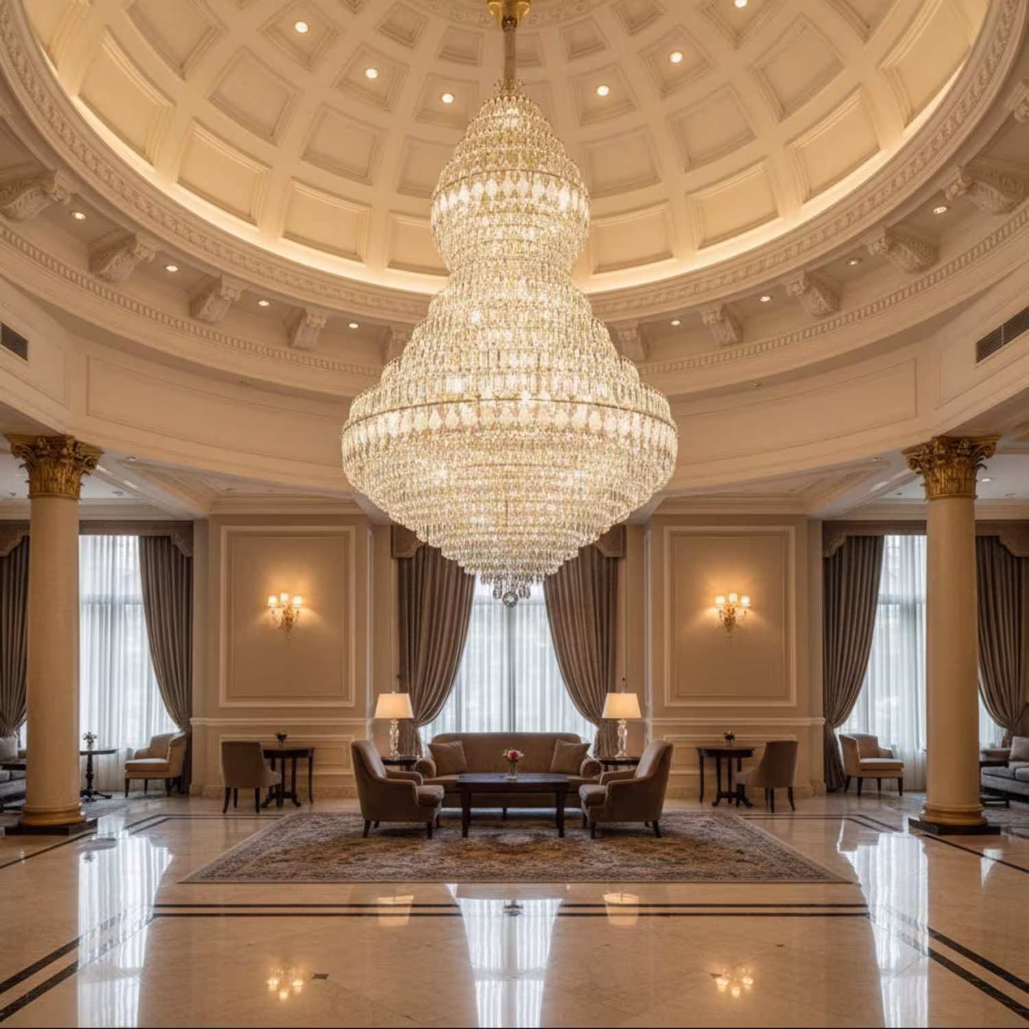 Candelabru Cristal VELVET Supremo, 69xE14, D150 cm, Auriu, Inaltime Reglabila, Metal si Cristal