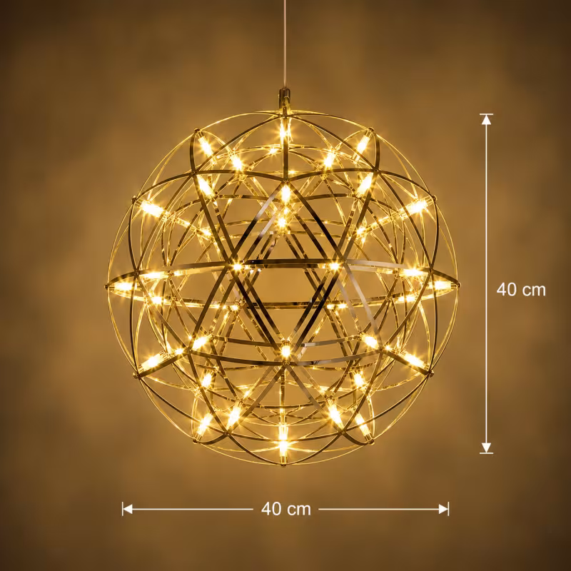 Previzualizare 4: Candelabru Modern LED WELD Nobile, 18W, Lumina Calda 3000K, Diametru 40cm, Inaltime Reglabila, Crom Lucios