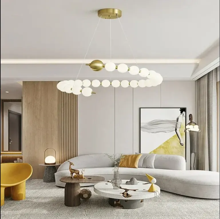 Previzualizare 4: Lustra Suspendata LED Acril Aurelia 41W cu Telecomanda, Dimabila, 3000K/4000K/6000K, Auriu, Metal si Acril