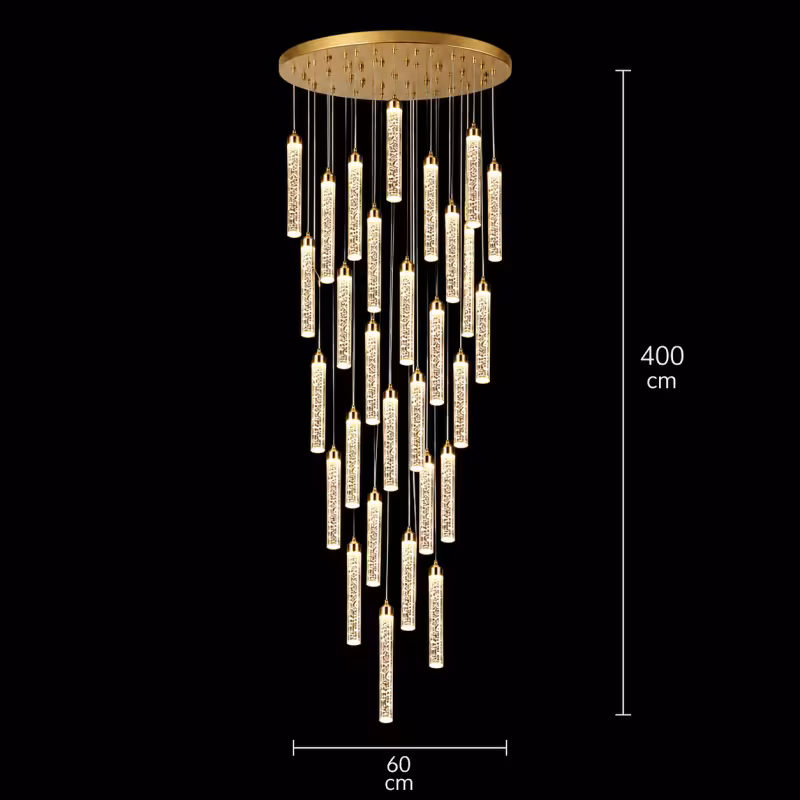 Previzualizare 4: Candelabru Cristal LAGOM LED cu Telecomanda, Suspendat, 30 Surse, 90W, Lumina Calda/Neutra/Rece, Diametru 60cm, Inaltime Reglabila, Auriu, Metal si Cristal