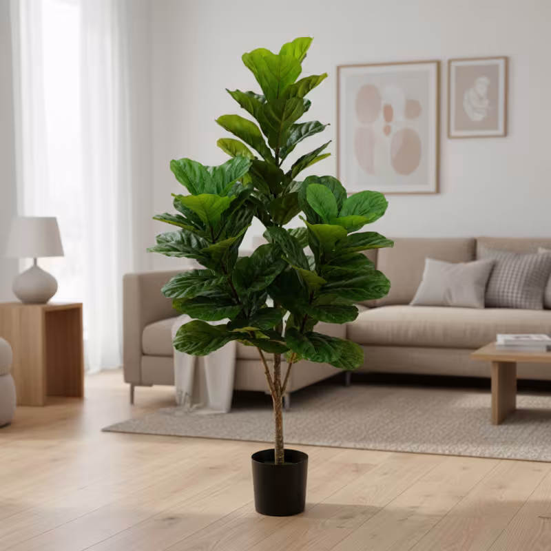 Planta Artificiala Copac Tip Smochin, Plastic, 3 brate, 160 cm, Verde, cu Ghiveci