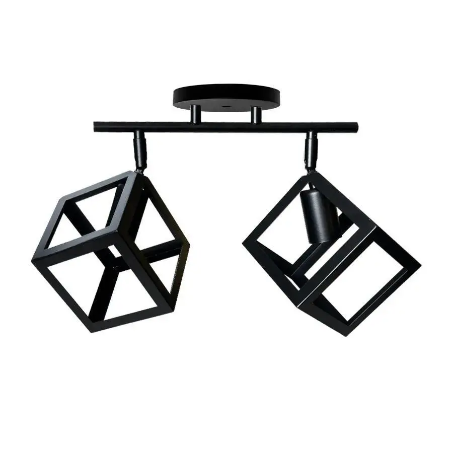 Lustra Forma Cub, STRUKTUR Duo, 2xE27, Negru, Metal