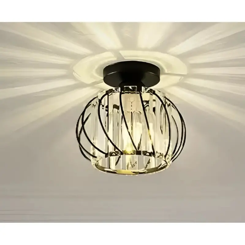 Previzualizare 3: Lustra Monica, 1 X E27, Ø 16 cm, Negru, Metal / Sticla