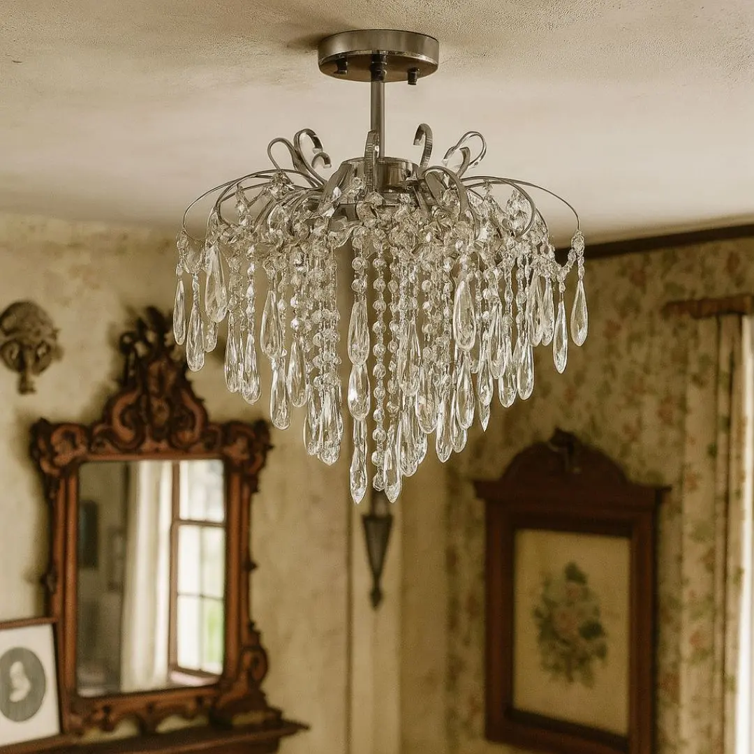 Candelabru Cristal EDINBURGH Eleganza, 5xE27, Diametru 47cm, Crom Lucios