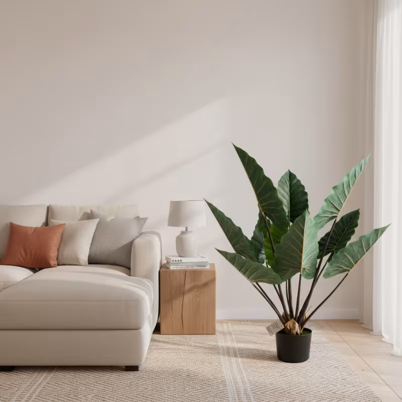 Previzualizare 3: Planta Artificiala Tip Alocasia Cu Frunze Late, 100 cm, Verde