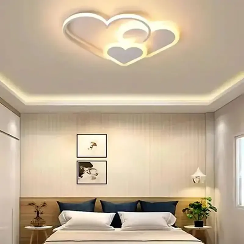 Lustra LED cu telecomanda AMI 48W, 3 Inimi, lumina Rece/Calda/Neutra, Dimabila, Alb