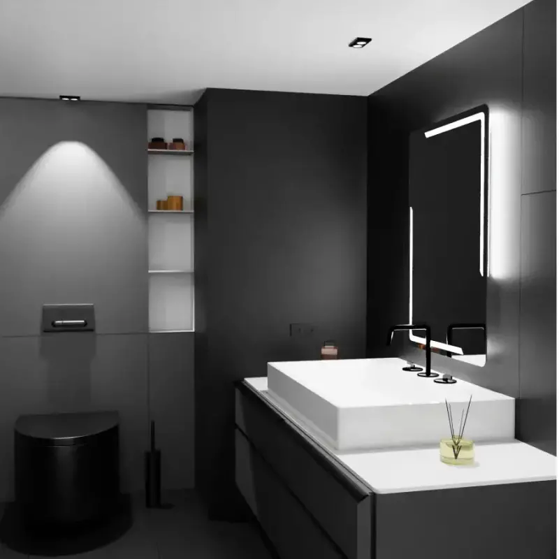 Previzualizare 3: Oglinda LED Rectangulara, 60x80cm, Rayonnement MotionGlow Marcello, Sistem Dezaburire, Ceas & Termometru, Dimabila