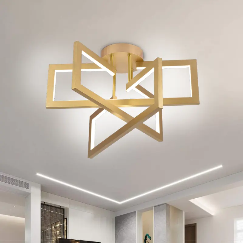 Previzualizare 3: Lustra LED cu telecomanda 71W, 3 Elemente, lumina Rece/Calda/Neutra, Dimabila, Auriu