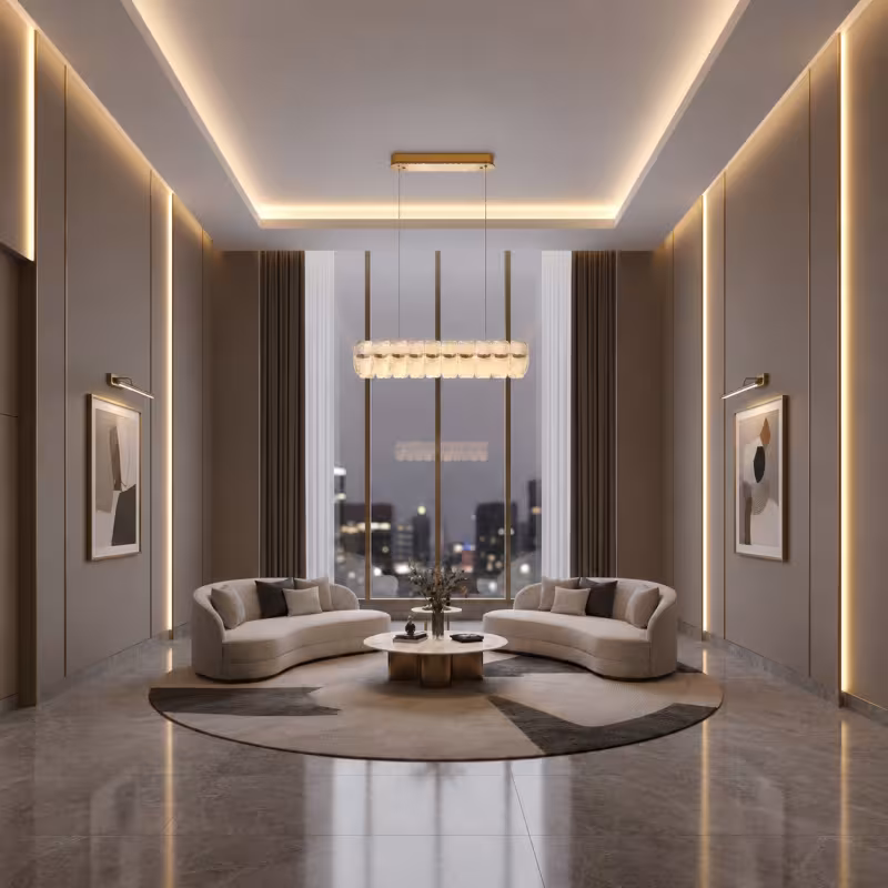 Previzualizare 3: Lustra Cristal MAYON Supremo, 100x16cm, 3000K/4000K/6000K, 180W, Metal si Acrilic, Auriu
