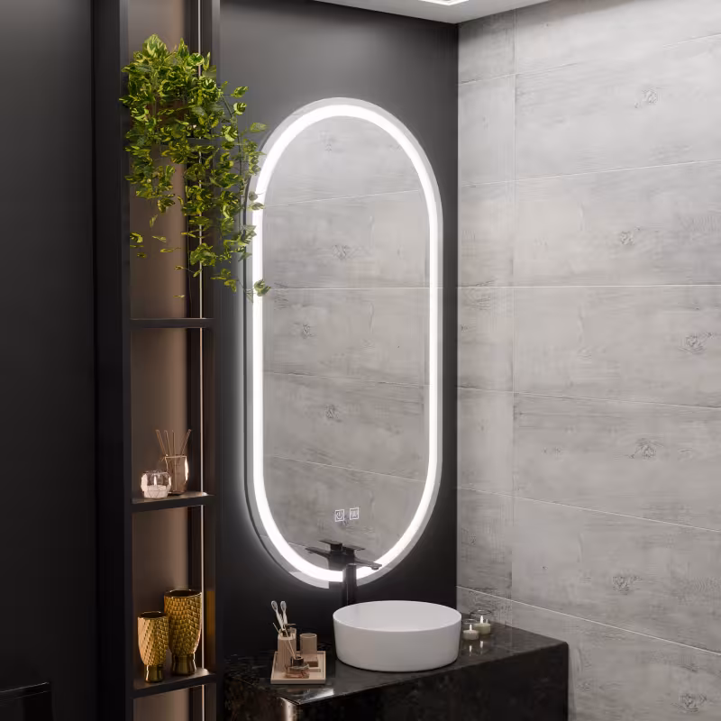 Oglinda LED Ovala, 50x100cm, Velara Touch, Sistem Dezaburire, Dimabila