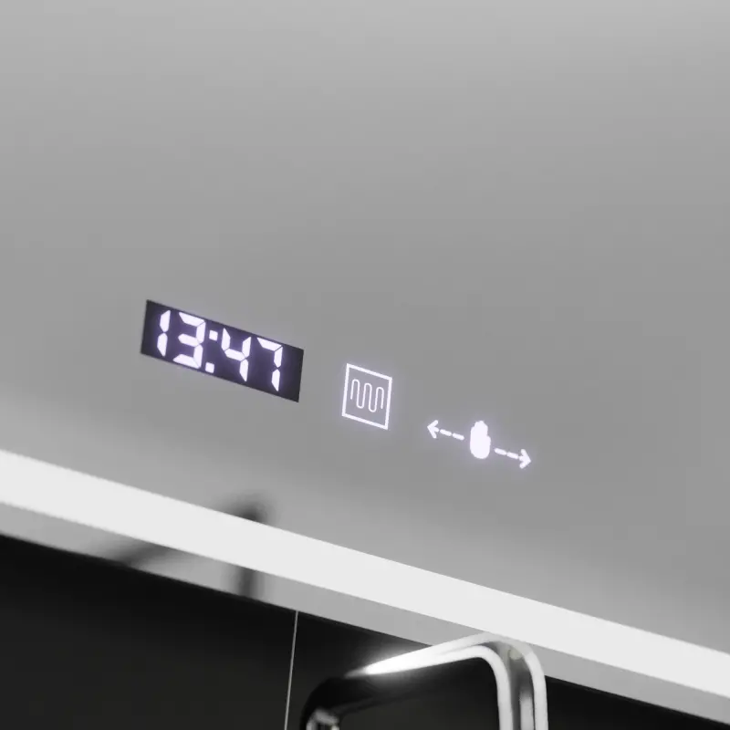 Previzualizare 2: Oglinda LED Rectangulara, 90x60cm, Velour MotionGlow Marcello, Sistem Dezaburire, Ceas & Termometru, Lupa Cosmetica, Dimabila