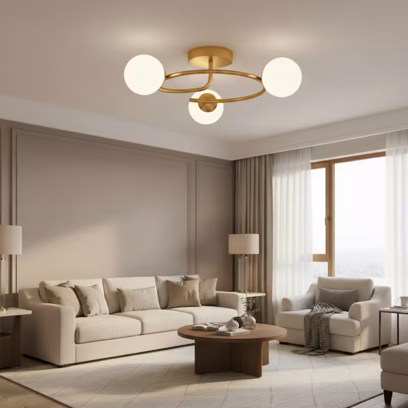 Previzualizare 3: Lustra LED si cristal ORBIT, 66cm, 3xE27, Globuri, Auriu