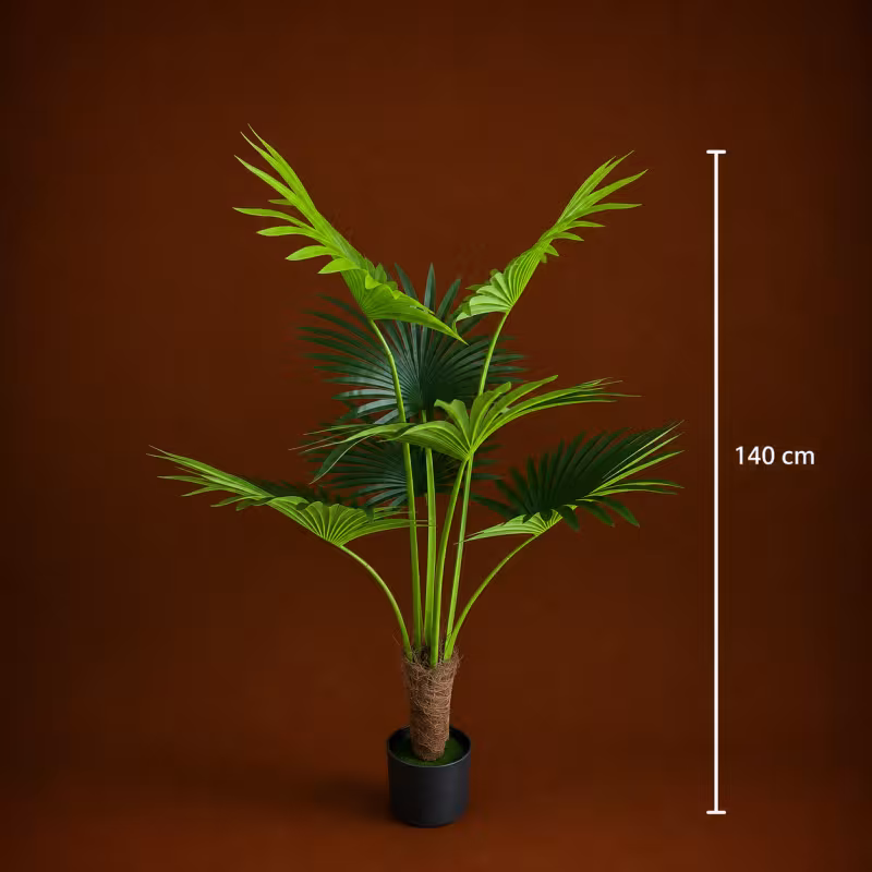 Previzualizare 4: Planta Artificiala Tip Palmier Livistona Evantai, 7 frunze, 140 cm, Verde
