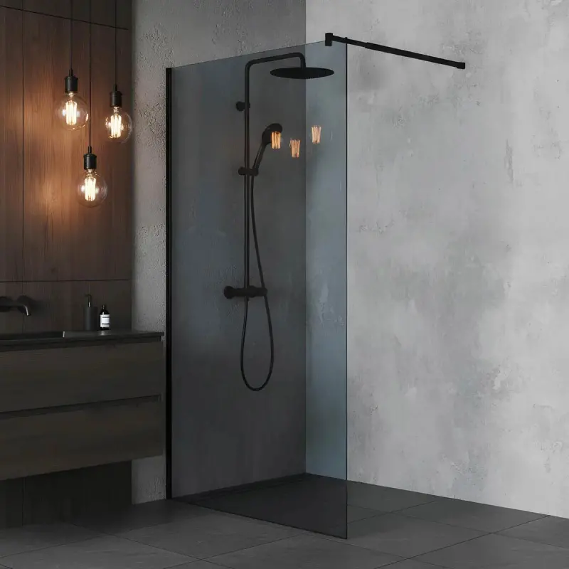 Paravan dus Walk-In 120x195 cm, sticla securizata 8 mm, gri, profil metalic rezistent