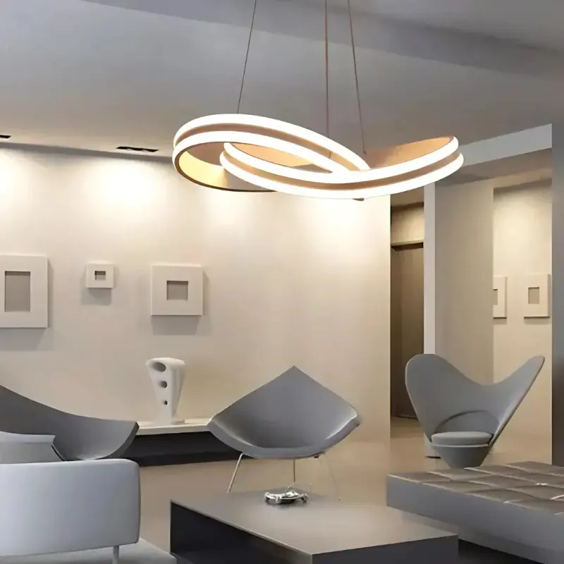 Lustra LED suspendata cu telecomanda INFINITY LOOP 120W, lumina Rece/Calda/Neutra, Dimabila, Alb, Inaltime Reglabila
