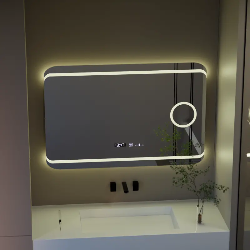 Previzualizare 3: Oglinda LED Rectangulara, 100x60cm, Definition MotionGlow Marcello, Sistem Dezaburire, Ceas & Termometru, Lupa Cosmetica, Dimabila