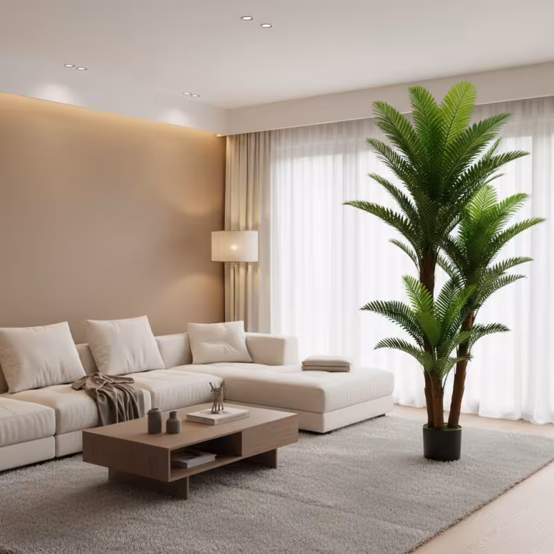 Previzualizare 2: Planta Artificiala Copac Tip Palmier, 3 Brate, 190 cm, Verde, cu Ghiveci
