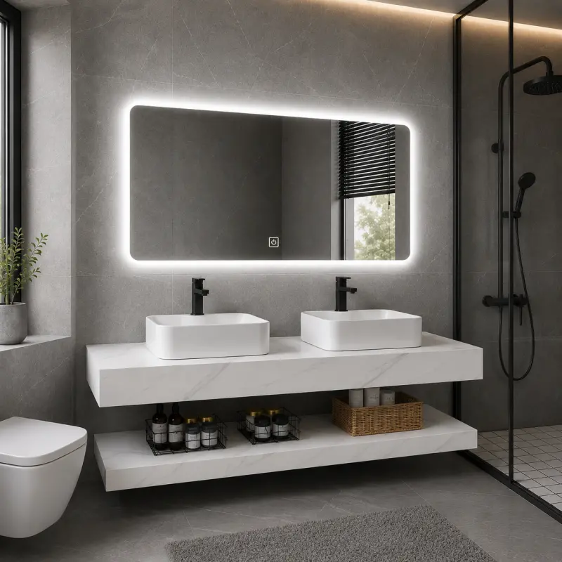 Previzualizare 3: Set Mobilier AVEN Duo pentru Baie, 140cm, 3 Piese, Alb