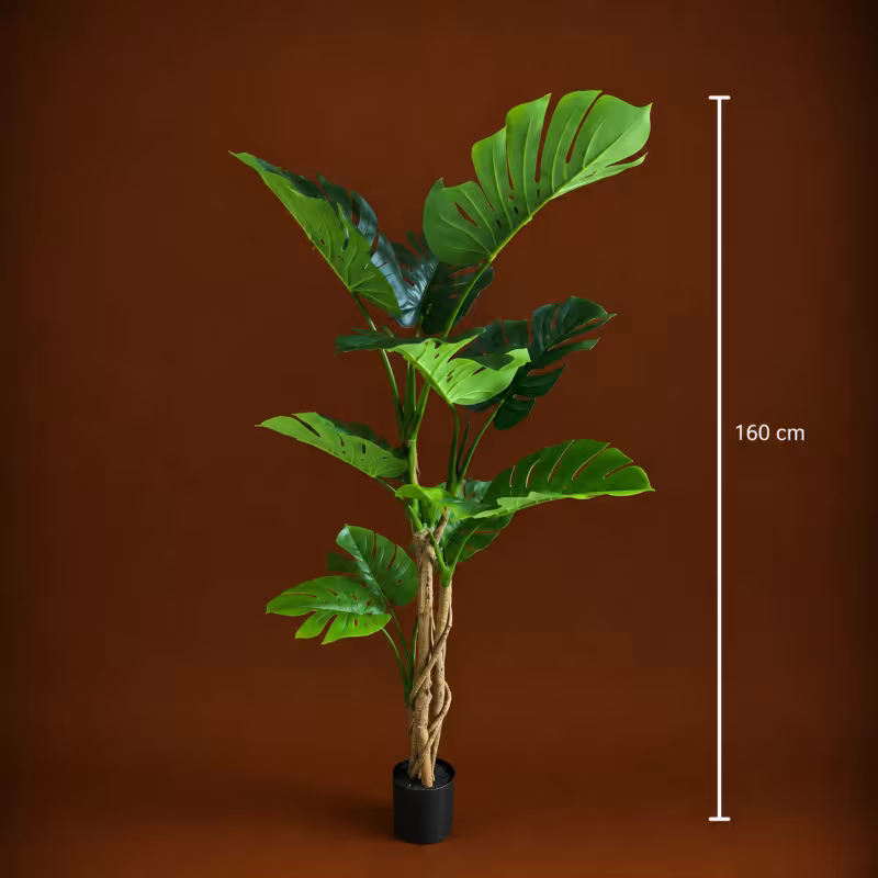 Previzualizare 4: Planta Artificiala Tip Monstera Deliciosa, 11 frunze, 160 cm, Verde