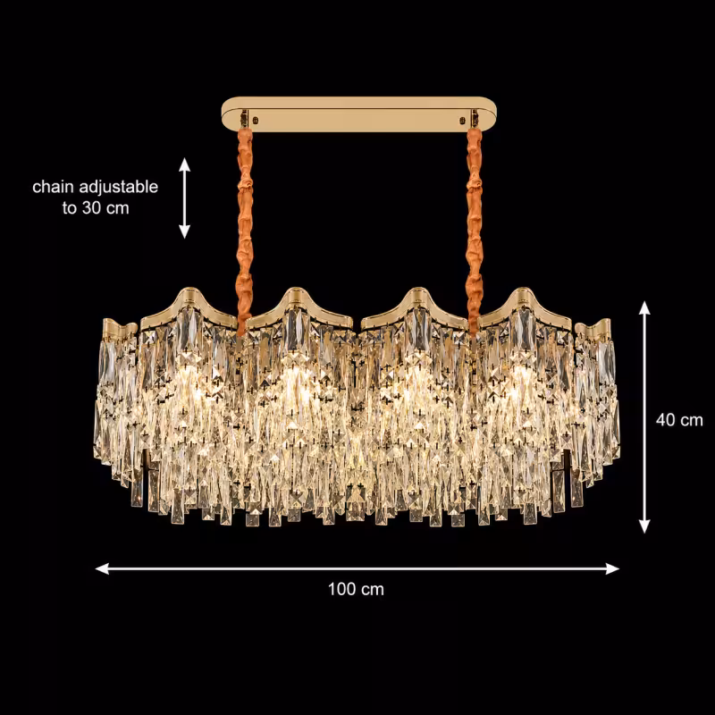 Previzualizare 4: Candelabru Cristal VETRA Supremo 15xE14, 100x35 cm, Auriu, Inaltime Reglabila, Metal si Cristal