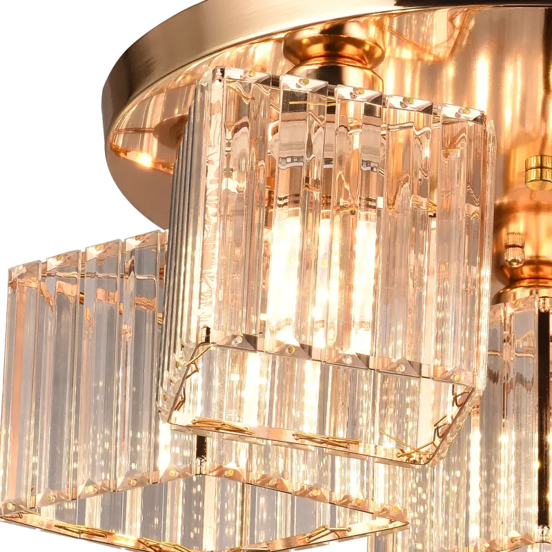 Previzualizare 2: Lustra Clasica Moderna Sasha, LC117/5GD, 5x E27, Metal si Cristal, Auriu, Abajur