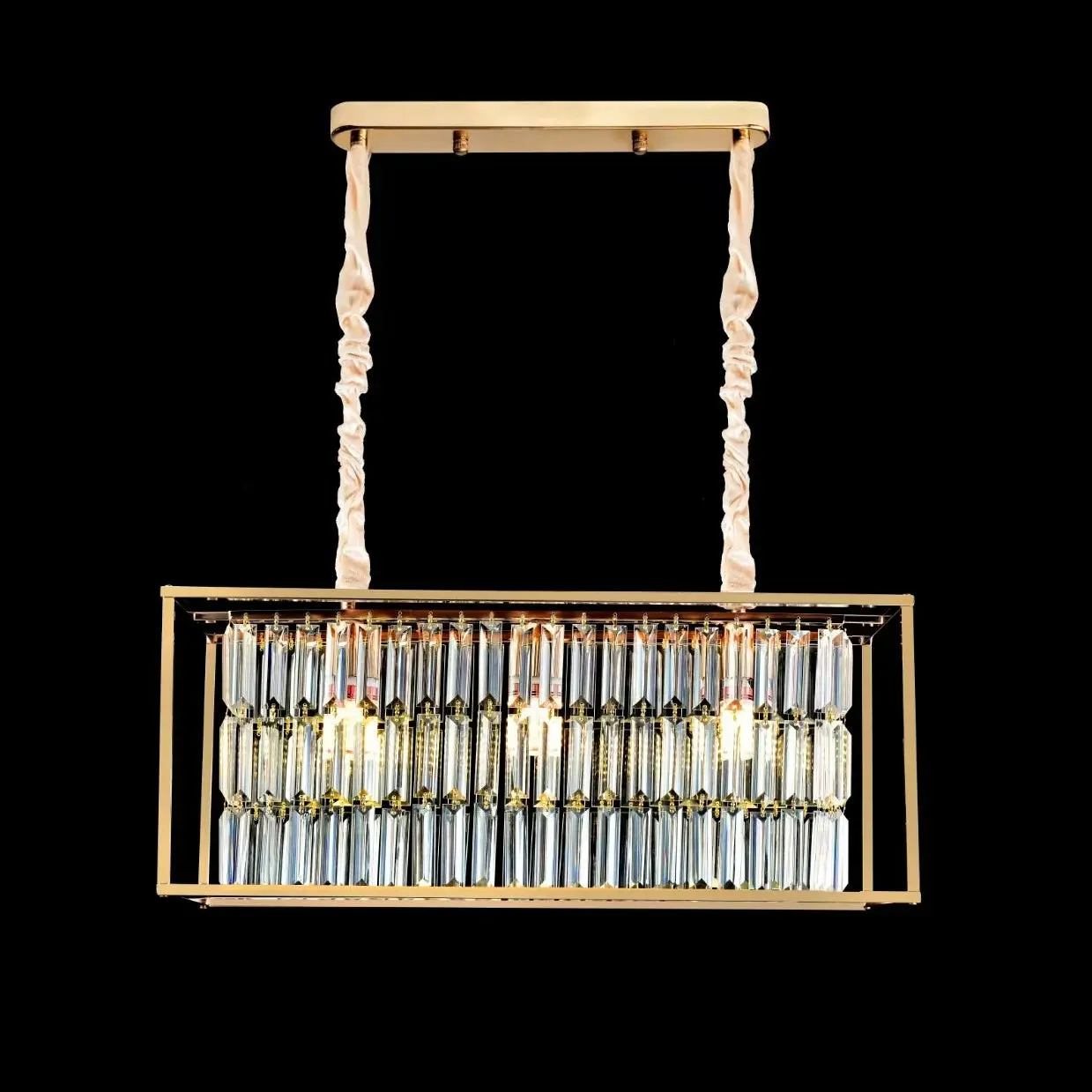 Candelabru Cristal, CC1676/650X200GD, 3xE14, Auriu Lucios, Inaltime Reglabila, Metal si Cristal