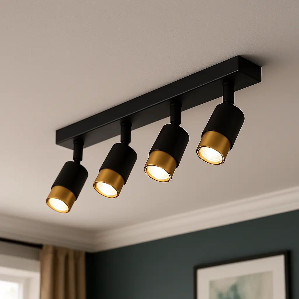 Proiector LED cu 4xGU10 Proiectoare, Auriu, Metal si Acril