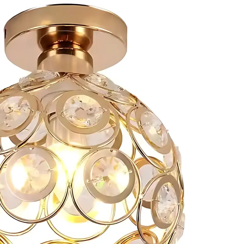 Previzualizare 2: Lustra Vera, 1xE27, D18H15cm, Auriu, Metal si Cristal