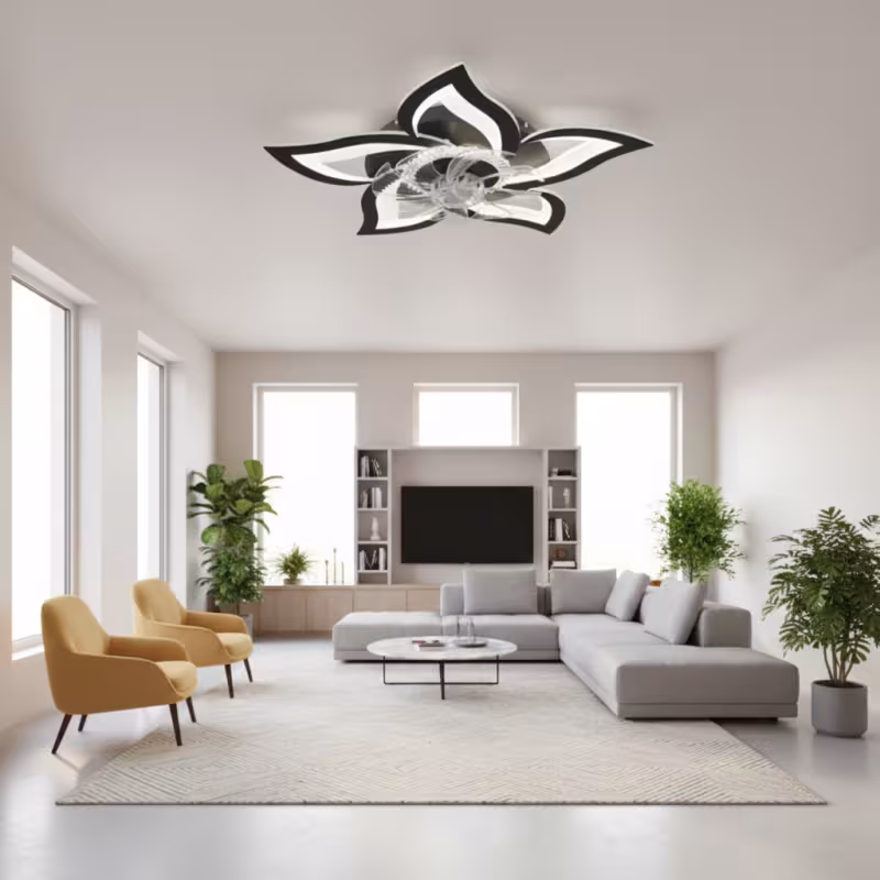 Previzualizare 3: Lustra LED Ventilator ANEMO cu Telecomanda, 49W, D85cm, Lumina Rece/Neutra/Calda, Metal si Plastic, Negru