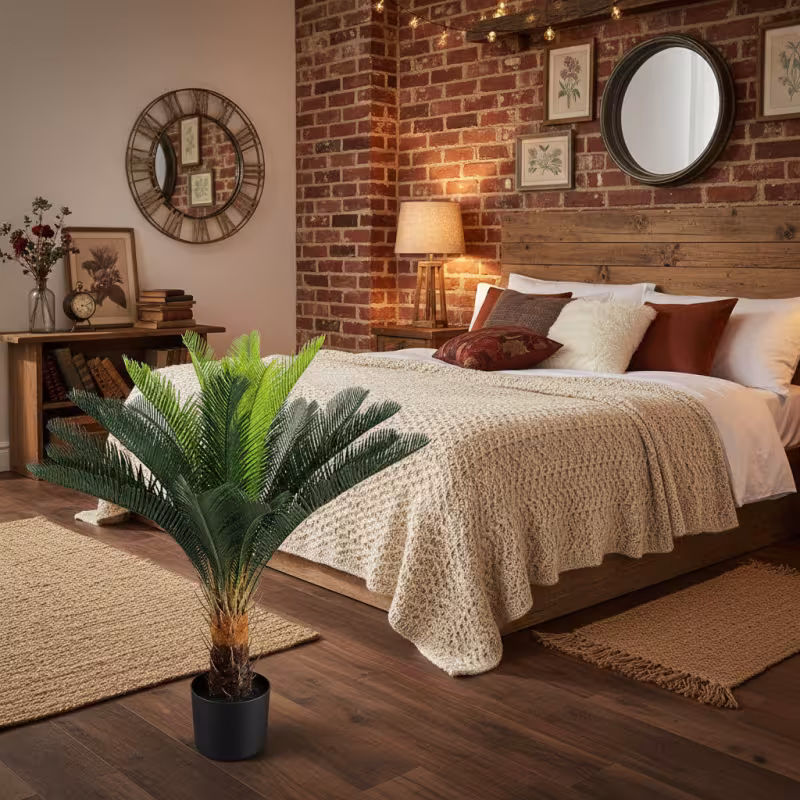 Previzualizare 2: Planta Artificiala Copac Tip Palmier, 18 frunze, 95 cm, Verde, cu Ghiveci