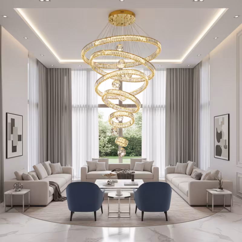 Previzualizare 2: Candelabru Cristal cu Telecomanda KOLO Supremo, 120x350cm, Lumina Calda/Neutra/Rece, Auriu, Metal si Cristal