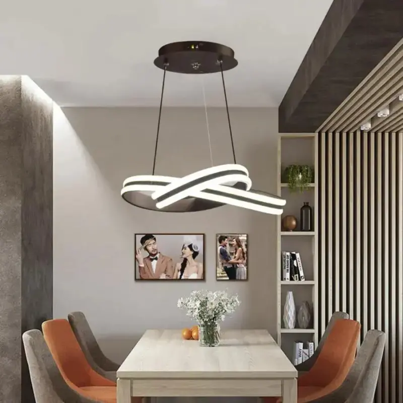 Previzualizare 2: Lustra LED suspendata cu telecomanda INFINITY LOOP 61W, lumina Rece/Calda/Neutra, Dimabila, Negru, Inaltime Reglabila