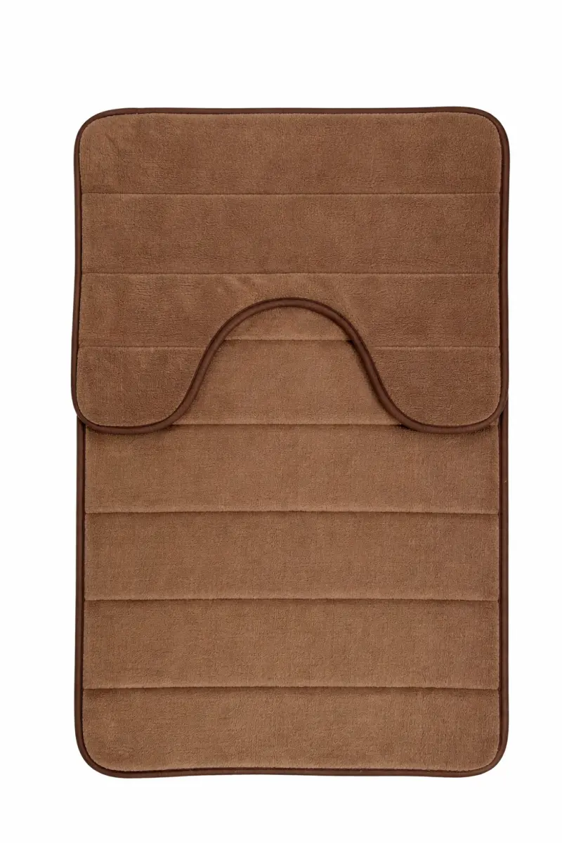 Covorase de Baie, 80x50 cm / 50x40 cm, Maro, Antiderapant, Absorbant, Set 2 bucati