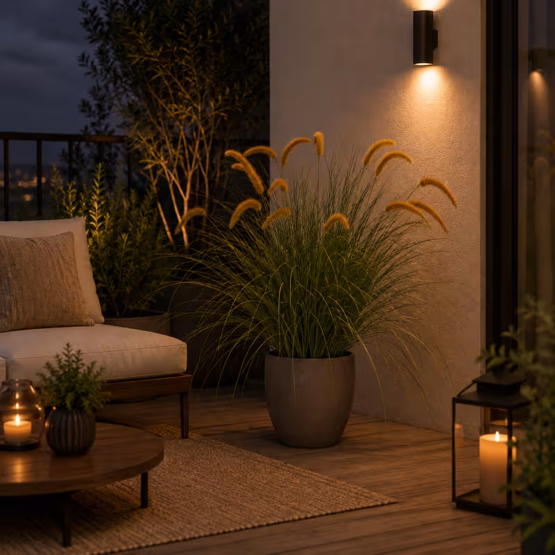 Previzualizare 2: Planta Artificiala Iarba Ornamentala Tip Coada de Vulpe, 100cm, Iarba curbata cu Spice, Verde si Galben, Fara Ghiveci