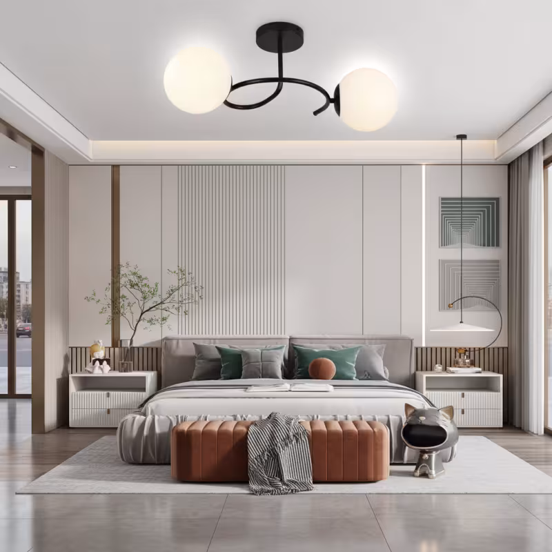 Previzualizare 2: Lustra LED si cristal ORBIT, 55cm, 2xE27, Globuri, Negru