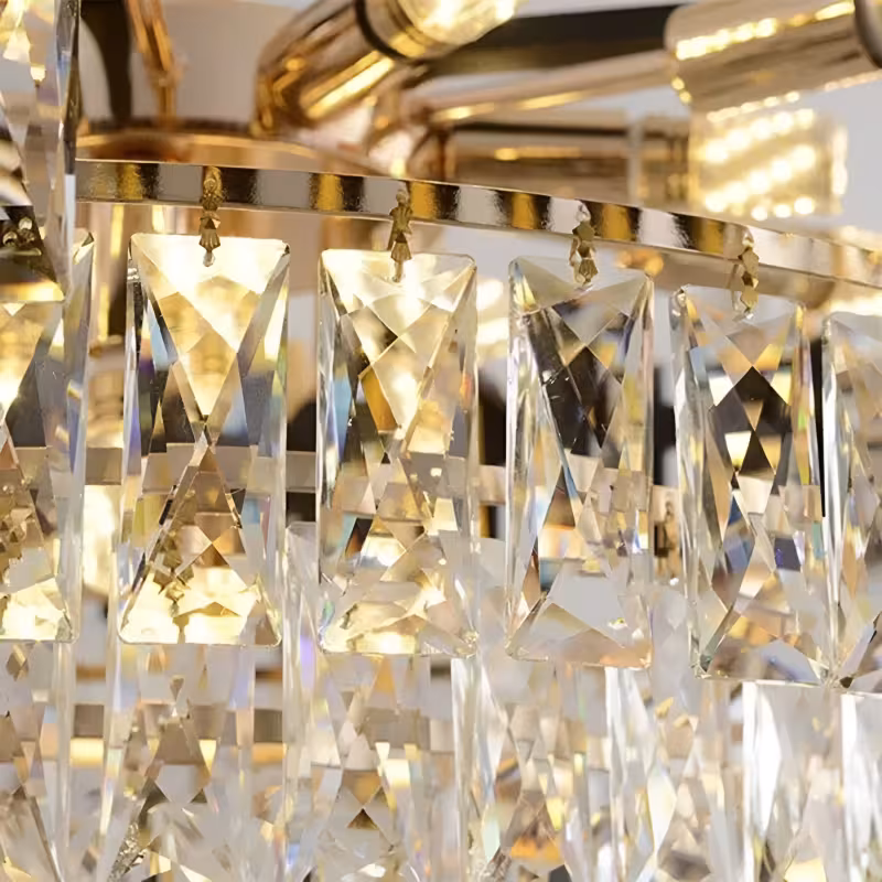 Previzualizare 3: Candelabru Cristal VERSAILLES Eleganza 8x E14, Diametru 50cm, Negru, Auriu Lucios, Inaltime Reglabila